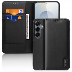DUX DUCIS Hivo Кожен Калъф за Samsung S26 - Кравешка кожа, RFID защита, Портфейл, 3 цвята