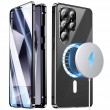 Магнитен калъф за Samsung Galaxy S26 Ultra с метална рамка и закалено стъкло, включен протектор – 5 цвята