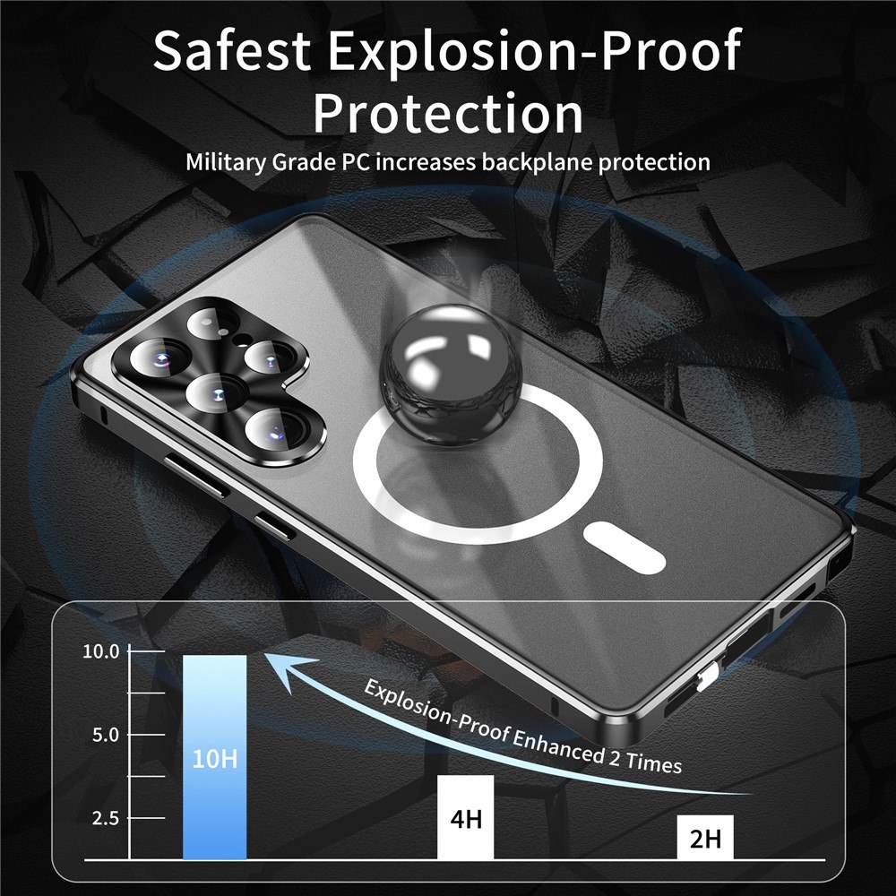 Магнитен калъф за Samsung Galaxy S26 Ultra с метална рамка и закалено стъкло, включен протектор – 5 цвята