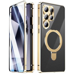 Магнитен калъф за Samsung Galaxy S26 Ultra с протектор – матов PC гръб, метална рамка и стойка, 5 цвята