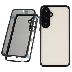 Двустранен Защитен Калъф за Samsung S26 - Закалено стъкло, Антишпионски, Метална рамка, 7 цвята