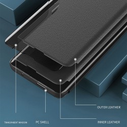 Кожен Калъф с Прозорче за Samsung Galaxy A37 5G - View Window, Стойка, 6 цвята