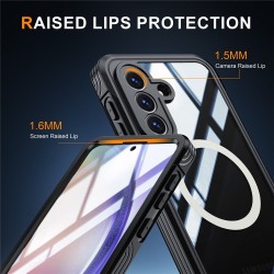 Магнитен Калъф за Samsung A57 5G - PC+TPU, С включено стъкло, Прозрачен, 3 цвята