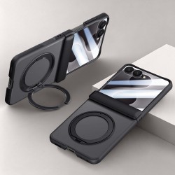 За Samsung Galaxy Z Flip8 Магнитен PC TPU Калъф със Стойка 360°, Матов Гръб и Скрийн Протектор от Закалено Стъкло – 4 цвята
