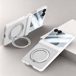 За Samsung Galaxy Z Flip8 Магнитен PC TPU Калъф със Стойка 360°, Матов Гръб и Скрийн Протектор от Закалено Стъкло – 4 цвята