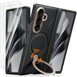 TORRAS Ostand Spin VegSkin Series за Samsung Galaxy Z Fold8 Ultra Магнитен Кожен Калъф със 360° Стойка и 2 Скрийн Протектора – 2 цвята