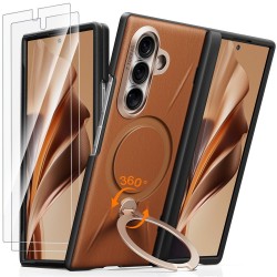 TORRAS Ostand Spin VegSkin Series за Samsung Galaxy Z Fold8 Ultra Магнитен Кожен Калъф със 360° Стойка и 2 Скрийн Протектора – 2 цвята