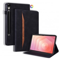 Samsung Galaxy Tab S11 Ultra - Кожен калъф с Джоб за карти, Джоб за писалка, Стойка и Протектор (Черен, Червен, Кафяв, Син, Зелен)