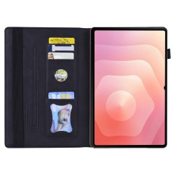 Samsung Galaxy Tab S11 Ultra - Кожен калъф с Джоб за карти, Джоб за писалка, Стойка и Протектор (Черен, Червен, Кафяв, Син, Зелен)