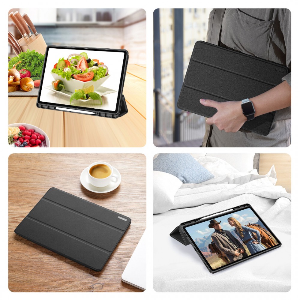 Калъф DUX DUCIS Domo Series за Samsung Galaxy Tab S12+ от PU Кожа + TPU с Tri-fold Стойка и Скрийн Протектор – 3 цвята