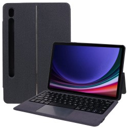 За Samsung Galaxy Tab S10 FE / S10 Lite / S9 Кожен Калъф с Bluetooth Клавиатура с Подсветка, Тъчпад и Скрийн Протектор