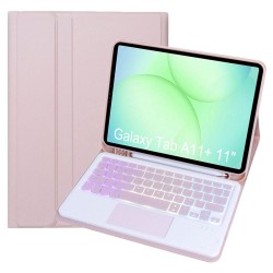 A240B-AS за Samsung Galaxy Tab A11+ Кожен Калъф с Подвижна Bluetooth Клавиатура с Подсветка, Тъчпад и Отвор за S Pen – 3 цвята