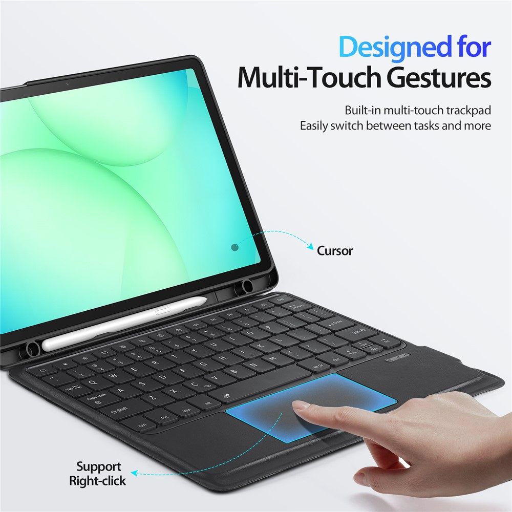 Клавиатура с калъф DUX DUCIS DK Series за Samsung Galaxy Tab A11+ / A9+– Bluetooth 5.0, тъчпад и кожен калъф