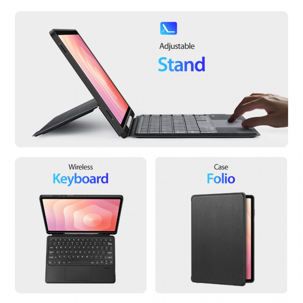 Калъф DUX DUCIS DK Series за Samsung Galaxy Tab S12+ с Bluetooth Клавиатура и Тъчпад – Черен