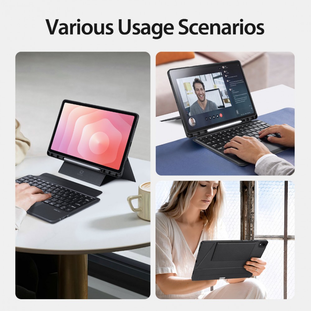 Калъф DUX DUCIS DK Series за Samsung Galaxy Tab S12+ с Bluetooth Клавиатура и Тъчпад – Черен