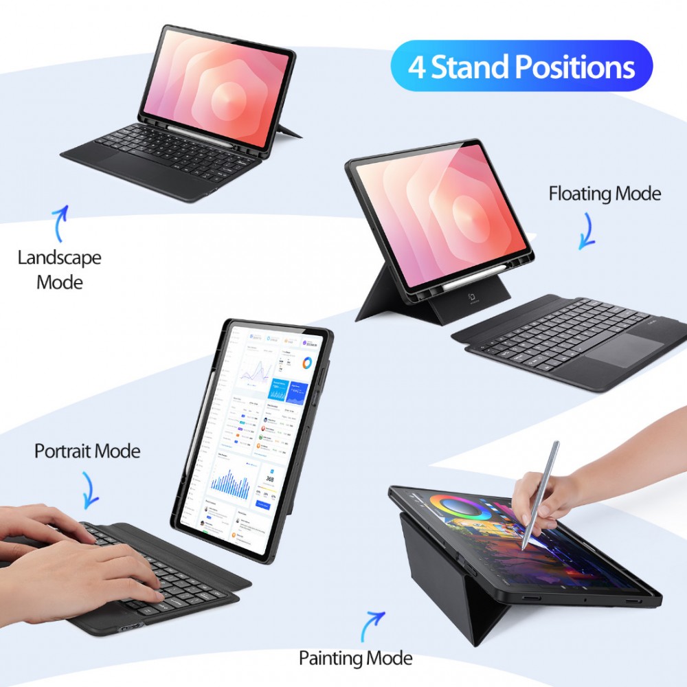 Калъф DUX DUCIS DK Series за Samsung Galaxy Tab S12+ с Bluetooth Клавиатура и Тъчпад – Черен