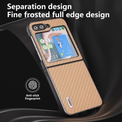 Samsung Galaxy Z Flip6 Удароустойчив ABEEL Carbon Fiber Калъф и Протектор