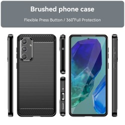 Samsung Galaxy M55 5G Удароустойчив Carbon Fiber Калъф и Протектор