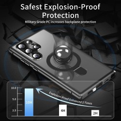 Samsung Galaxy S24 Ultra 5G MagSafe Magnetic Privacy Frosted Tempered Glass Holder Удароустойчив Калъф и Протектор