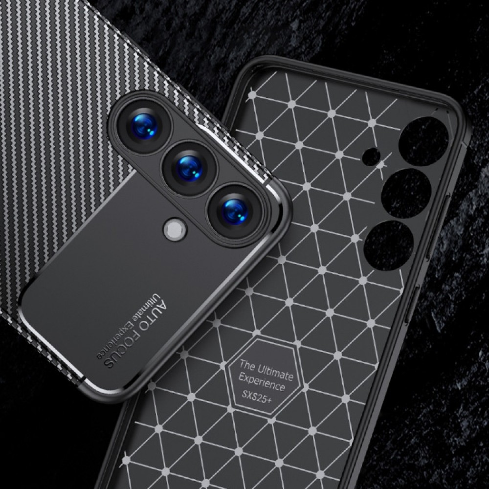 Samsung Galaxy S25 5G Удароустойчив Carbon Fiber Калъф и Протектор