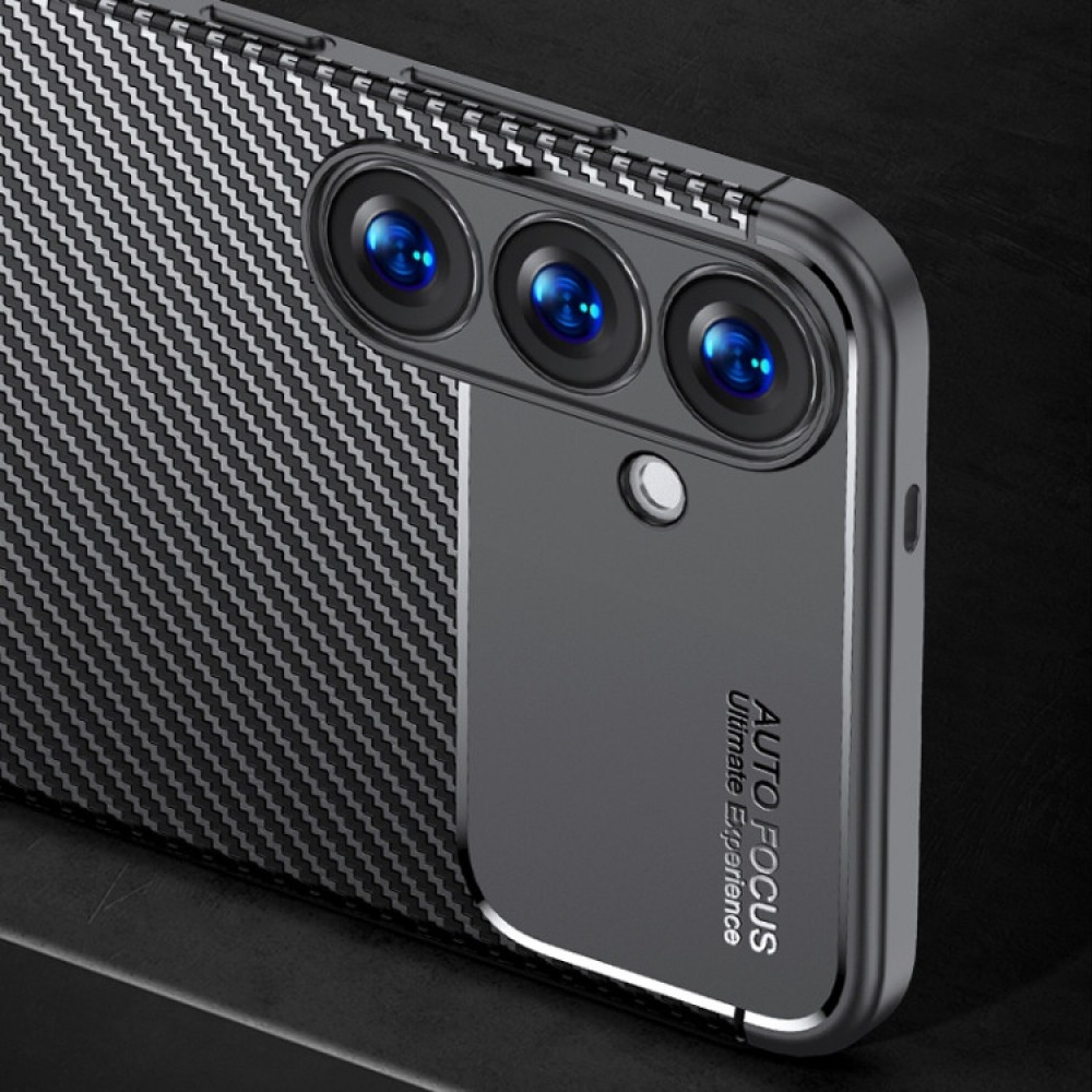 Samsung Galaxy S25 5G Удароустойчив Carbon Fiber Калъф и Протектор