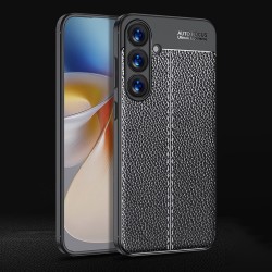 Samsung Galaxy S25 5G Удароустойчив Litchi Skin Калъф и Протектор