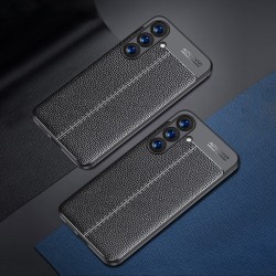 Samsung Galaxy S25 5G Удароустойчив Litchi Skin Калъф и Протектор