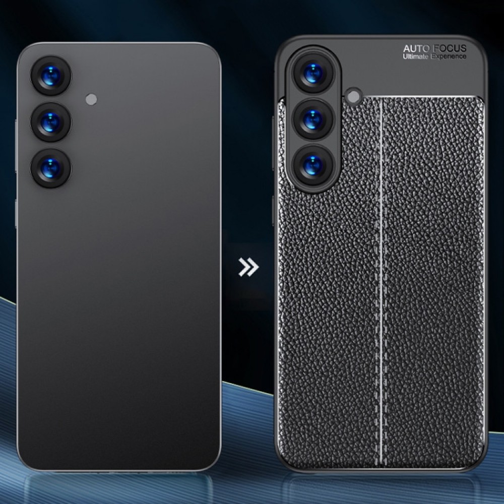 Samsung Galaxy S25 5G Удароустойчив Litchi Skin Калъф и Протектор