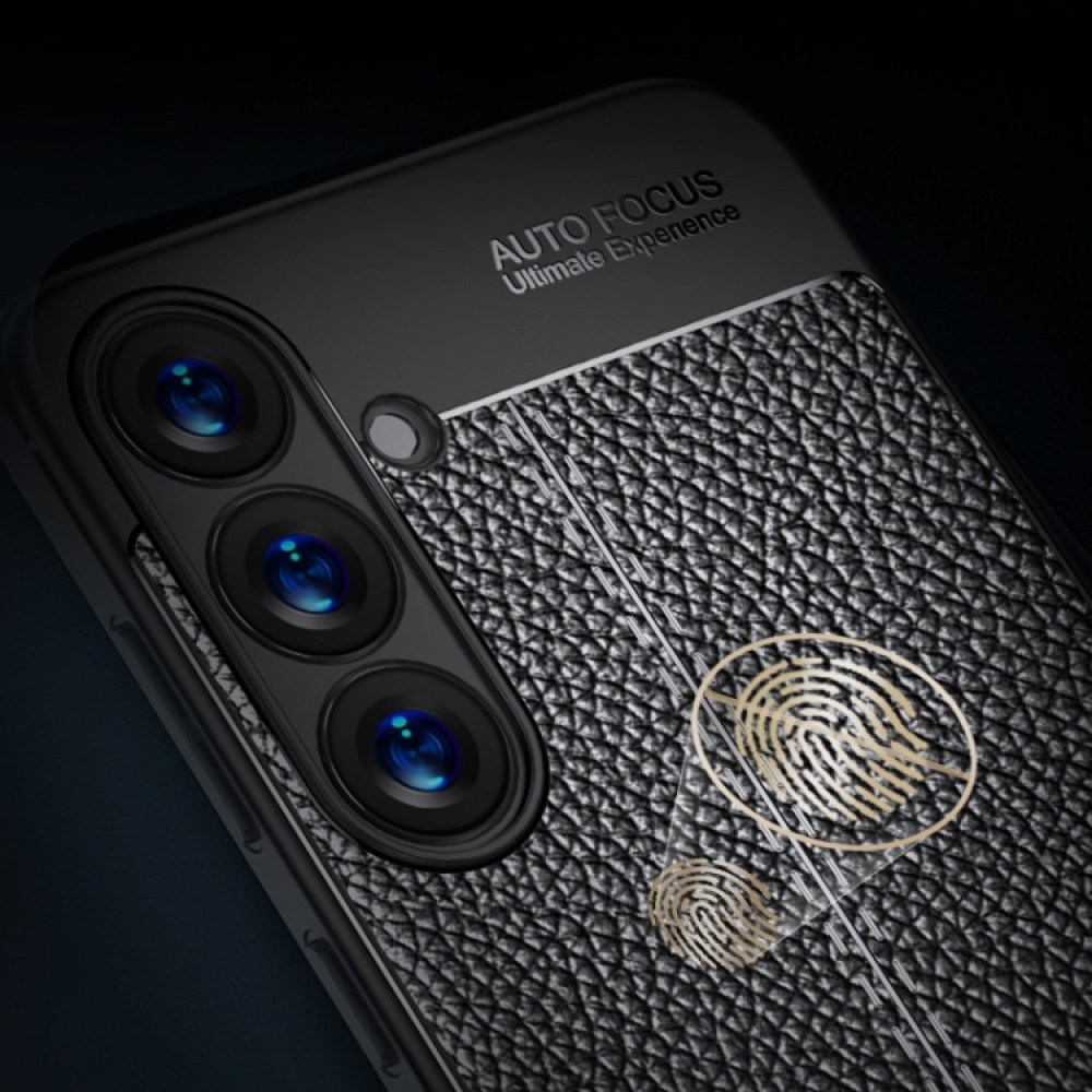 Samsung Galaxy S25 5G Удароустойчив Litchi Skin Калъф и Протектор