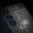 Samsung Galaxy S25 5G Удароустойчив Litchi Skin Калъф и Протектор