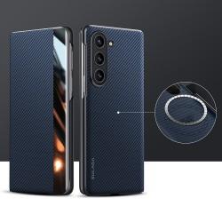 Калъф SULADA Kevlar за Samsung Galaxy Z Fold5 – смарт капак с прозорец, кожена текстура и магнитна функция, различни цветове