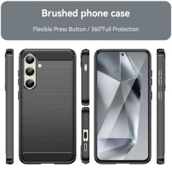 Samsung Galaxy S24 FE 5G Удароустойчив Carbon Fiber Калъф и Протект