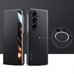 Калъф с протектор SULADA Kevlar за Samsung Galaxy Z Fold7 5G – смарт капак, кожена текстура и магнитна функция, различни цветове
