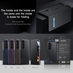 Калъф с протектор SULADA Kevlar за Samsung Galaxy Z Fold7 5G – смарт капак, кожена текстура и магнитна функция, различни цветове