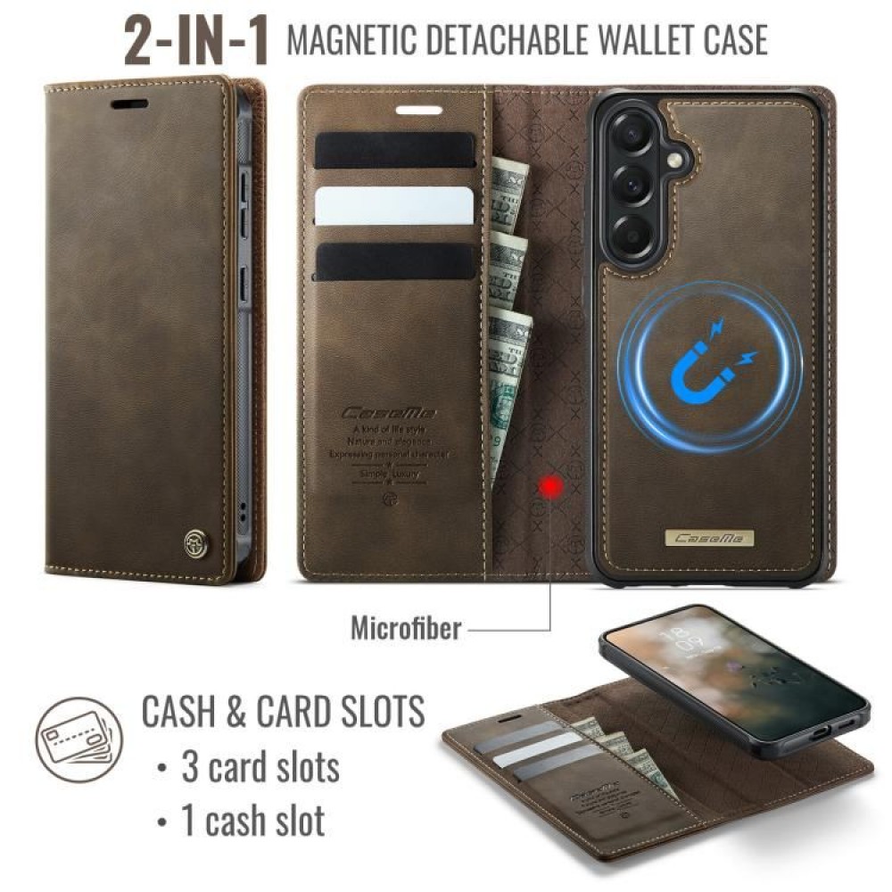 Калъф CaseMe C49 за Samsung Galaxy A57 5G с Отделящ се RFID Портфейл, Стойка и Скрийн Протектор – 4 цвята