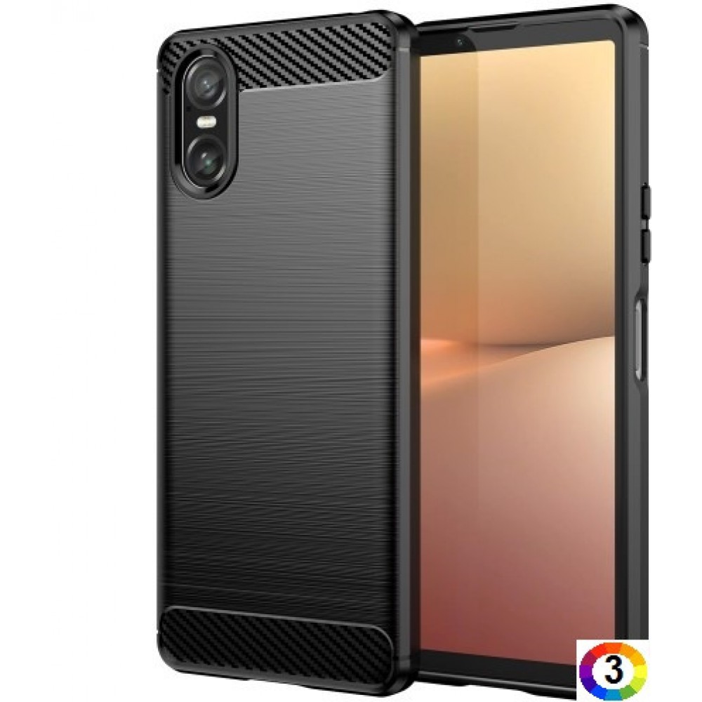 Sony Xperia 10 VI Удароустойчив Carbon Fiber Калъф и Протектор