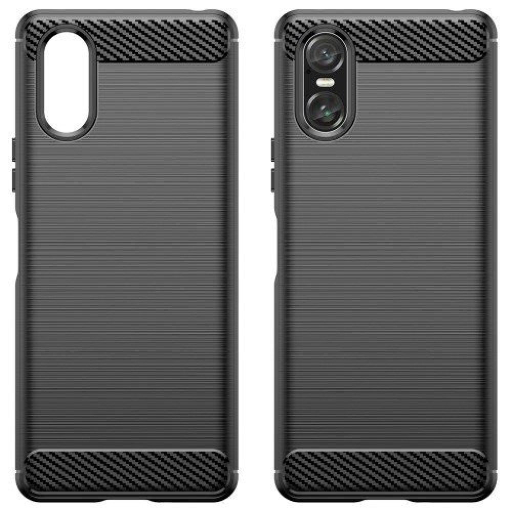 Sony Xperia 10 VI Удароустойчив Carbon Fiber Калъф и Протектор