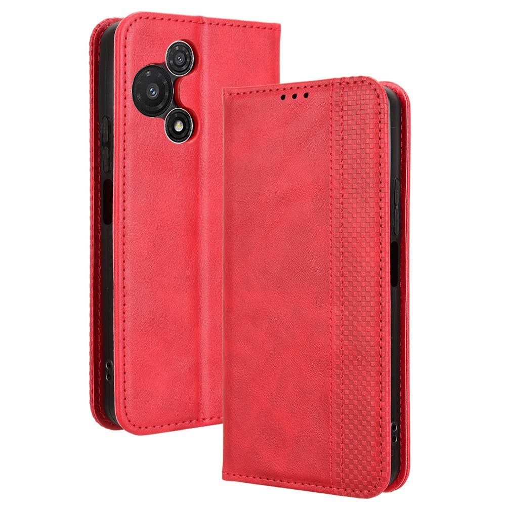 Калъф-портфейл за TCL 60R 5G - Ретро кожен, Мозаечен бордюр, Стойка, 3 слотa за карти, Вкл. Протектор, 4 Цвята