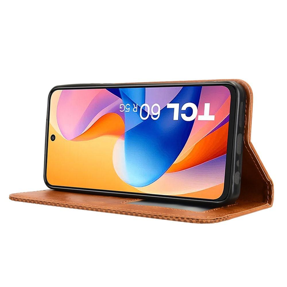 Калъф-портфейл за TCL 60R 5G - Ретро кожен, Мозаечен бордюр, Стойка, 3 слотa за карти, Вкл. Протектор, 4 Цвята