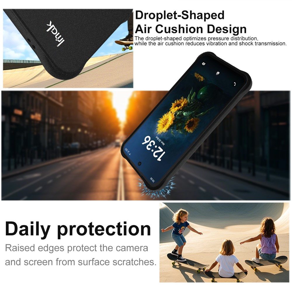 IMAK за TCL NxtPaper 70 Pro 5G Airbag Удароустойчив TPU Калъф със Скрийн Протектор – Матов Черен