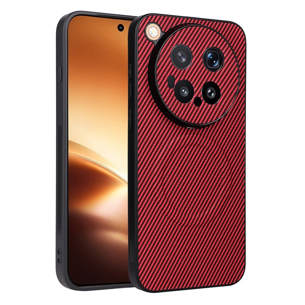 Калъф за vivo X500 Pro Max 5G с Карбонова Текстура, PU Кожа, TPU + PC, Метален Пръстен за Магнитна Стойка и Скрийн Протектор – 4 цвята
