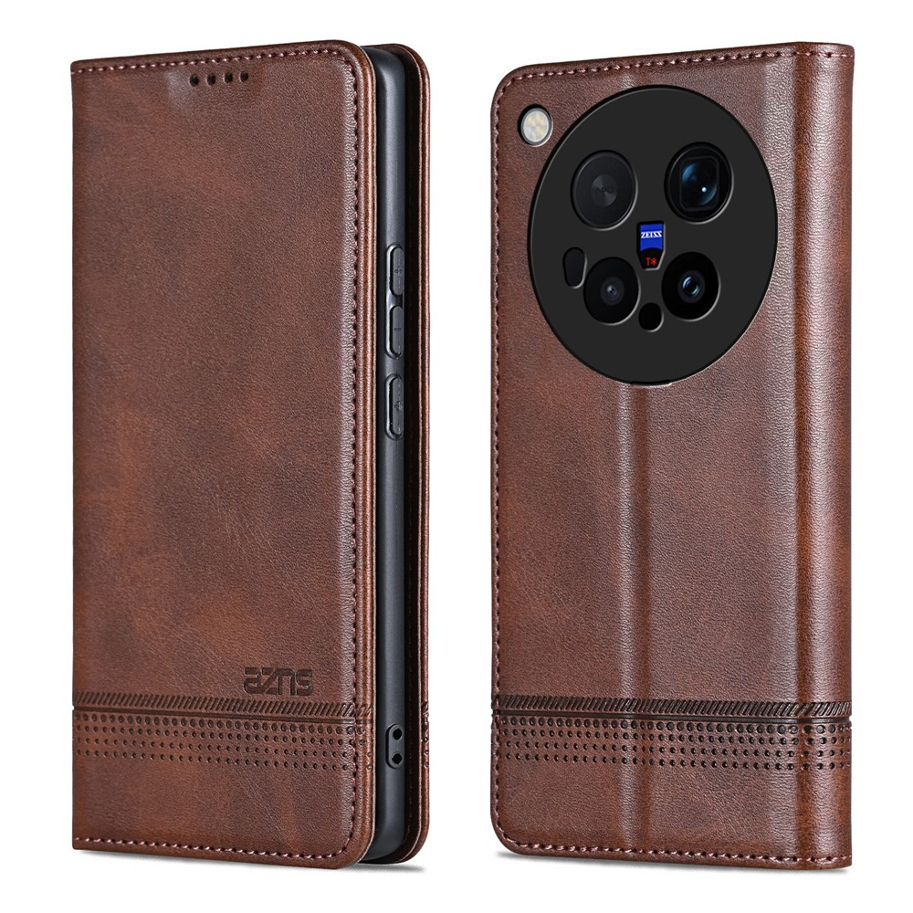 Калъф за vivo X500 Pro Max 5G AZNS от PU Кожа с Поставка, Джобове за Карти и Пари и Скрийн Протектор – 6 цвята