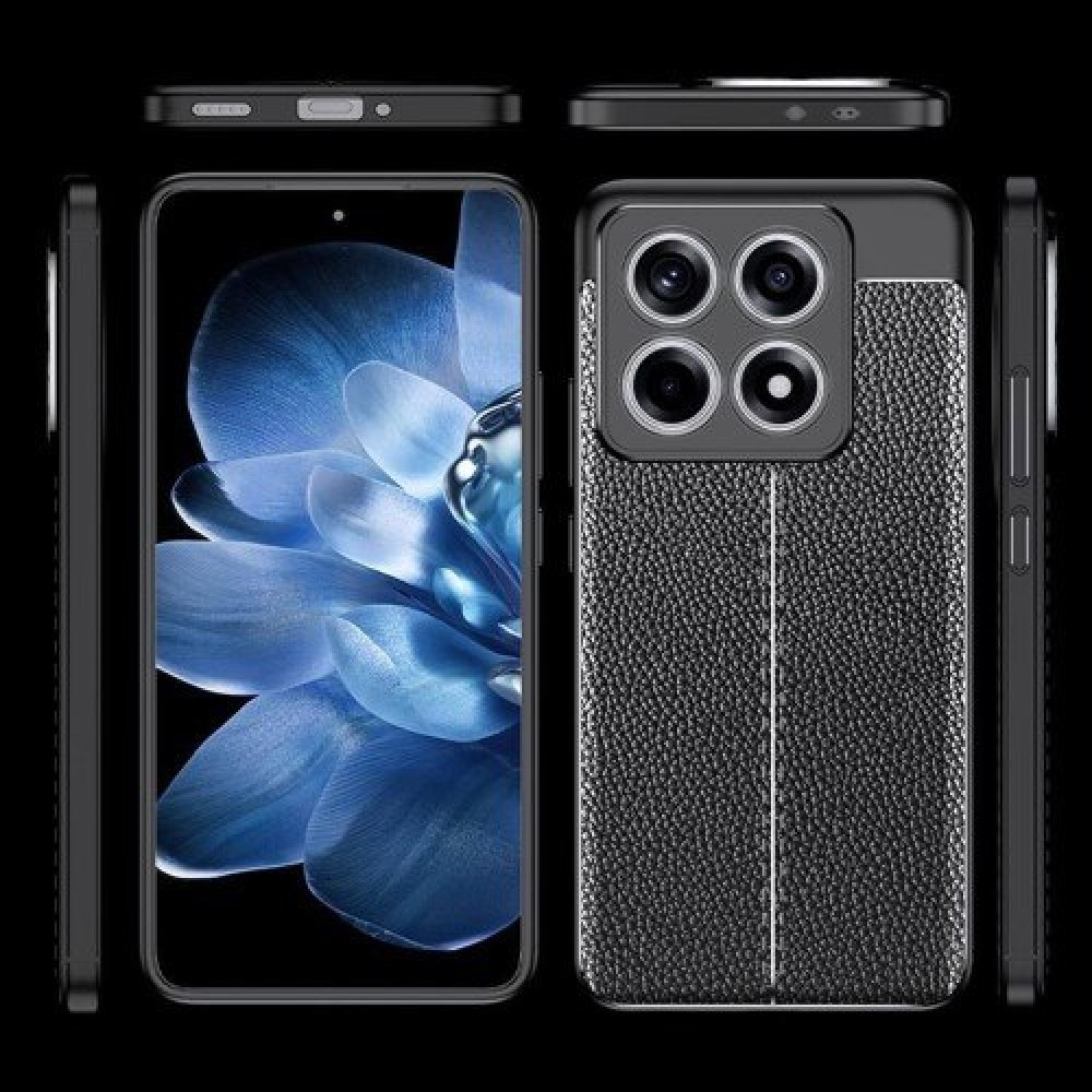 Xiaomi 14T Удароустойчив Litchi Skin Калъф и Протектор