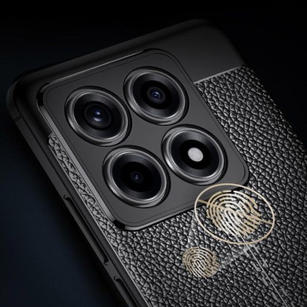 Xiaomi 14T Удароустойчив Litchi Skin Калъф и Протектор