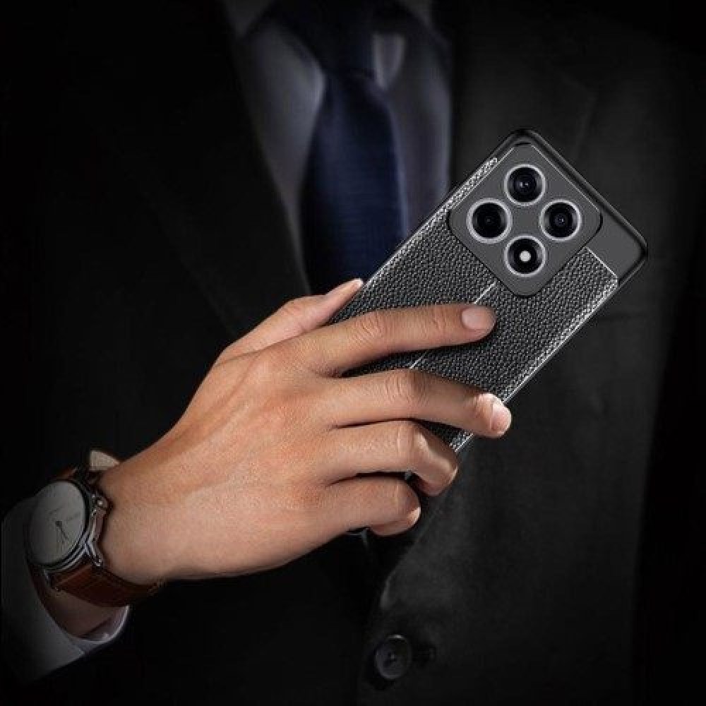 Xiaomi 14T Удароустойчив Litchi Skin Калъф и Протектор
