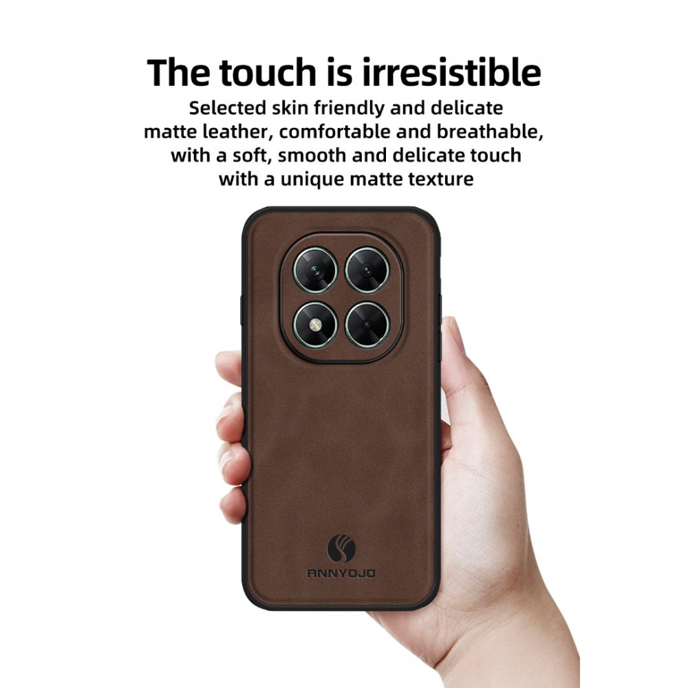 Кожен Калъф ANNYOJO за Xiaomi Poco X7 5G - PU кожа + PC + TPU, Анти-drop, Магнитен, 0.3mm Повдигнати Ръбове, Вкл. Протектор - 5 Цвята