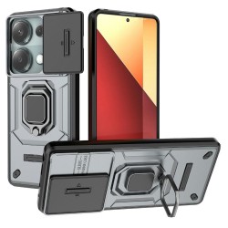 За Xiaomi Redmi Note 14S 4G Удароустойчив PC TPU Калъф с Въртяща Стойка, Капаче за Камерата и Скрийн Протектор – 5 цвята
