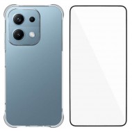 Защитен комплект WANLONFENG за Xiaomi Redmi 15C 5G / 4G / Poco C85 4G | Прозрачен калъф 2.0mm TPU + Стъклен протектор