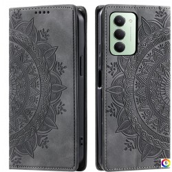 Кожен калъф-портфейл с Протектор за Xiaomi Redmi 15 5G/ 4G, Стойка, Магнитно затваряне, Релефен дизайн, 6 Цвята