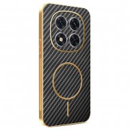 Карбонов Калъф за Xiaomi Poco X7 5G - Електропокритие, TPU, Антиотпечатък, Вграден Магнит, Вкл. Протектор - 3 Цвята